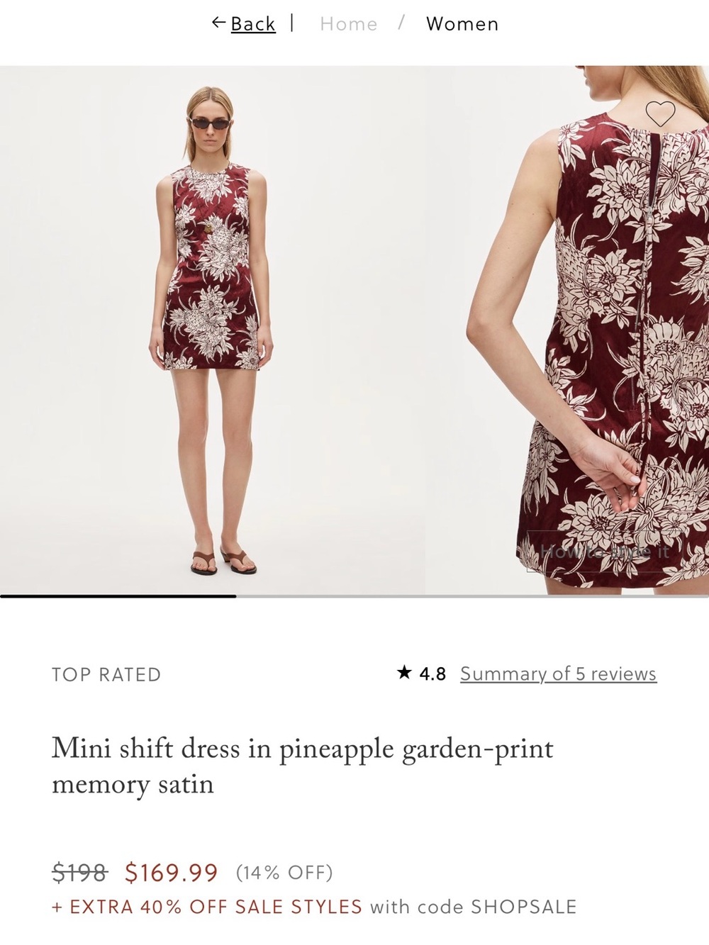 J. Crew Burgundy Floral-Print Mini Shift Dress Tall 12